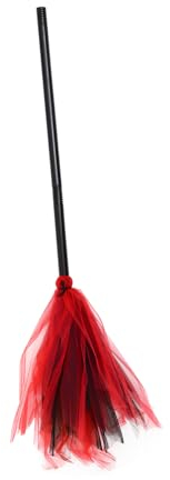 SAFIGLE Halloween-Spuk-Hexenbesen - Abnehmbarer Dekorativer Zauberbesen in Schwarz und Rot - Aus Kunststoff, Ideal für kleine Hexen und Zauberer - Kleiner Hexenbesen für Cosplay und Festtagsdekoration
