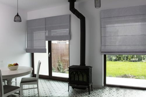 Premium-Raffrollo nach Maß, Raff-Gardinen, maßgefertigt, Vorhang, hochqualitative Wertarbeit, alle Größen verfügbar, halbtransparent, Klemmfix ohne Bohren