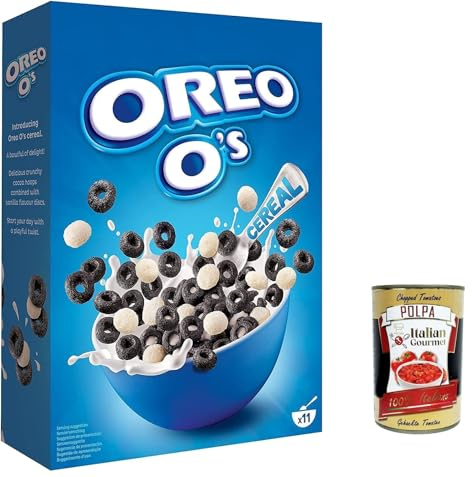 6x Oreo O's Cereal 350 g, Oreo Cerealien mit Kakao- und Vanillegeschmack, Oreo Cereal als Frühstück oder Snack zwischendurch, enthält Vitamine und Eisen + Italian Gourmet polpa 400g
