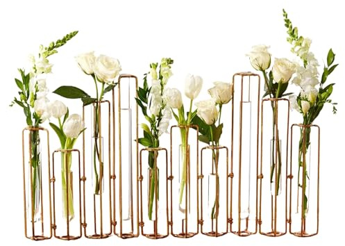 Two's Company Klappbare Blumenvasen – dekorative Metall- und Glasvasen, Blattgold, moderne Wohnkultur, einzigartige Tafelvasen, vielseitige Geschenkartikel, 10 Stück
