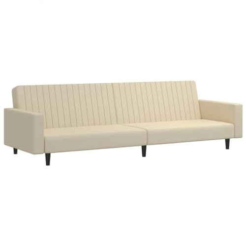 vidaXL Schlafsofa 2-Sitzer, Schlafcouch für Wohnzimmer Heimkino Büro, Gästebett mit Holzrahmen, Sofabett Tagesbett Couch Sofa Ausziehbar, Creme Samt