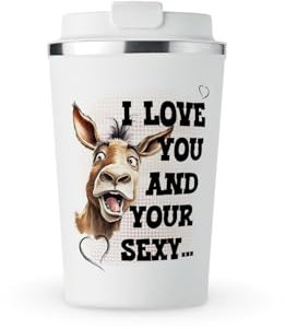 MAXIKIWI - Insulated Double Walled, Leakproof Stainless Steel Mug, Coffee or Tea Travel Tumbler with Lid, Keep Drinks Hot and Cold - I Love You Your - 350ml