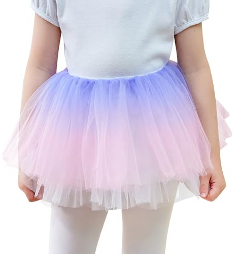 Bezioner Gonna Tulle Bambina Tutu Ballerina Bambina Ragazze tutù Danza Classica Festa Abito Gonne Costume Rosa+Viola S(3-5 Anni,90-110 cm)