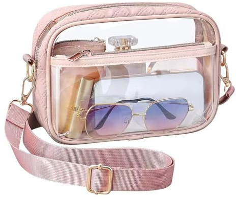 DONGKER Durchsichtige Tasche Damen, Transparente Crossbody Schultertasche, Stadion-Umhängetasche mit Verstellbarem Gurt für Arbeit Sport Spiele und Konzerte