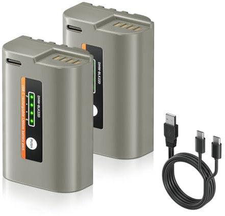 CITYORK DMW-BLK22D USB-C Ersatz Akku 2500mAh (2er Pack) für Panasonic Lumix DC-S5 DC-G9 DC-GH5 DC-GH5 II DC-GH5S DC-GH6