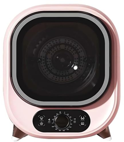 TRTDYFKH Portable Condenser Tumble Dryer 0-200 Minutes Hot Cold Air 3D Drying 5kg Vented Tumble Dryer 35dB Silent Perfect For Counter Top Or Wall Mounted Use(Pink)
