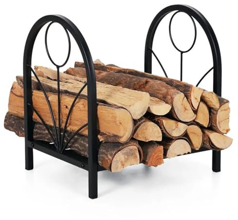 KHYTEBV Brennholzregal aus Metall mit gewölbtem Design, Holzregal für den Innen- und Außenbereich für Kaminholz