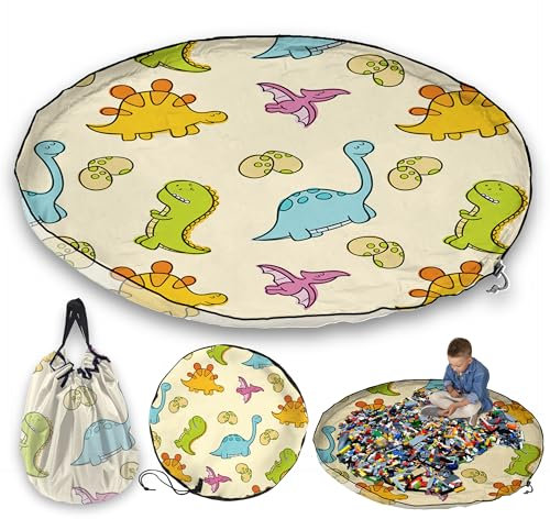 JJ PRIME - Large Toy Storage Bag | Foldable Play Mat for Children | Large Storage Bags For Toys | Dinosaur Drawstring Toy Storage Bag | Storage Ideas Fast Cleanup (150cm)