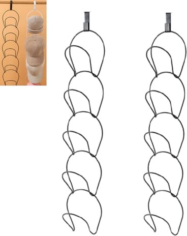 10Pcs Hat Rack For Door, Hat Hanger Holder Hat Hooks Closet Hanging Baseball Cap Display Storage Rack for Scarves Handbags Towels Clothes Wig Ties Over the Door Hat Organizer (Black)