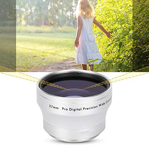 Lente de Aumento Gran Angular para Cámara de Cristal Plateado de 0,45X para Cámara de 37 Mm - Compatible con Lente Gran Angular de Cámara, Lente Adicional
