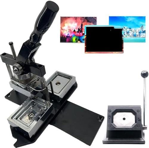 Fridge Magnet Making Machine DIY Fridge Magnet Magnetic Printer Machine Rectangle Button Maker Kit with Paper Cutter + 200PCS Fridge Magnet Component,80 * 53MM