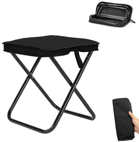 HuaMuDM 30 cm Camping Hocker Tragbarer Klapphocker,Leicht Sitz Falthocker,Klapphocker aus Aluminium und Textilene,für Reisen Wandern Angeln Grillen Strand (Großformat)