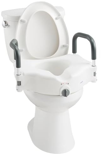 ANNWA 5 Toilet Seat Riser Supports 300lbs Raised Toilet Seat with Removable Padded Arms for Seniors, Pregnant, Handicap(N1FYT14)
