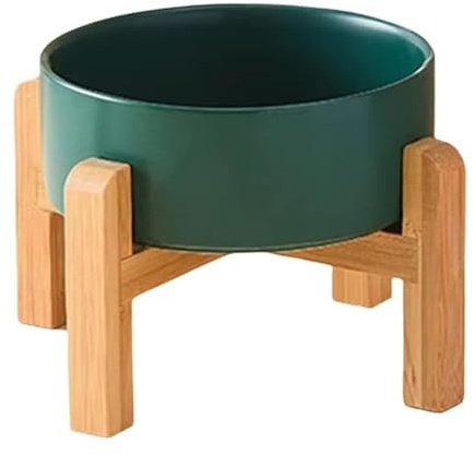 Générique Gamelle Double Surélevée Céramique pour Gros Chiens,Mangeoires pour Animaux Compagnie,Fournitures d'alimentation pour Chiens Petite,Moyenne et Grande Taille avec Support Bois