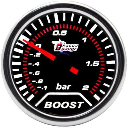LKRXW Auto Turbo Suralimentation Jauge 52mm Turbo Pression Manometre | Avec Capteur 12V Blanc Lumière Aiguille Boost Jauge Voiture Pointeur Indicateur Instruments -1 à 2 Bar