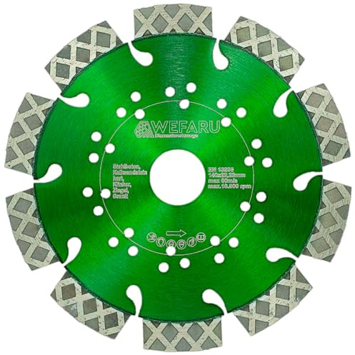 WEFARU Diamanttrennscheibe MGX 12 Ø 140 mm – Profi Plus für Stahlbeton, Granit, Klinker – Turbo-X – Nass & Trocken – für Winkelschleifer & Schlitzfräse