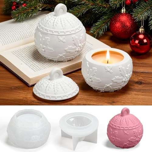 Zouwel Giessformen Silikon Weihnachten, Kerzen Silikonformen Mit Schneeflocken-Design, DIY Schmuckschatulle Für Beton, Gips Und Epoxidharz, Weihnachten Dekoration
