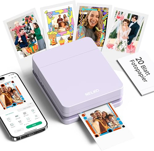 Stampante Fotografica Portatile a Colori PP01, Stampa Istantanea Adesivi da Smartphone, App di Modifica Divertente, Compatibile con iOS e Android, Ideale per Natale e Foto Istantanee, Viola