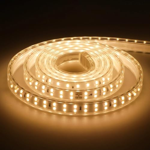 HOFTRONIC - Flex180 LED Streifen 2 m 24 W Dimmbar IP65 3000K Warmweiß 2300 lm 180 LEDs/m UV-beständig Kürzbar pro 20 cm Flexibles LED Lichtband für Bad Spiegel & Indirekte Beleuchtung