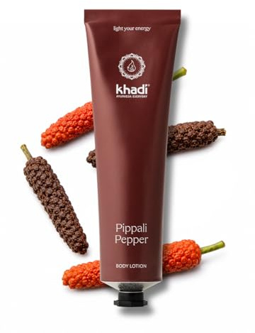 khadi Pippali Pepper Bodylotion, ätherische Feuchtigkeitspflege, 150 ml | Ayurveda-Feuchtigkeitspflege, zieht schnell ein, vitalisierend & aktivierend, 100% zertifizierte Naturkosmetik