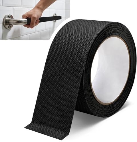 Bekeify Rubber Grip Tape Anti Slip Tape Texture Enhance Friction 5 CM x 5 M | Diamond Non Slip Texture, Strong Adhesive, Soft Comfort Waterproof for Handles, Gadgets, Contact Surfaces with Grip, Black
