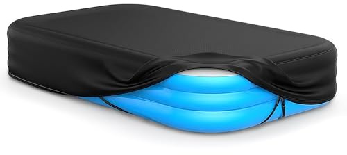 tivekeo Cubierta rectangular para piscina inflable con banda elástica integrada y hebilla adicional, cubierta rectangular para piscinas elevadas