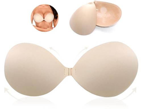 SZMK Reggiseno Adesivo Push Up,Reggiseno Invisibile Silicone,Coppe Adesive Seno Riutilizzabili,Reggiseni Senza Spalline Schiena Nuda,Coppette in Silicone per Seno per Costume, Abito Bretelle