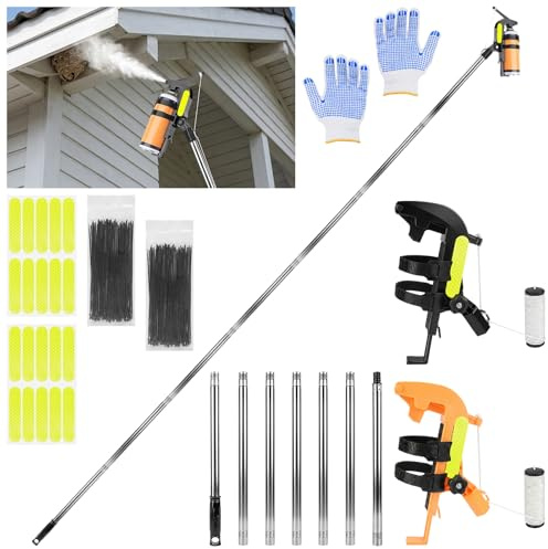 Sprühdosen Verlängerung mit 2 Sprühdosen Adaptern, Universal Aerosoldosen Halter für Wespenspray und Insektenspray, inkl. 20 Reflexaufkleber und 40 Kabelbinder