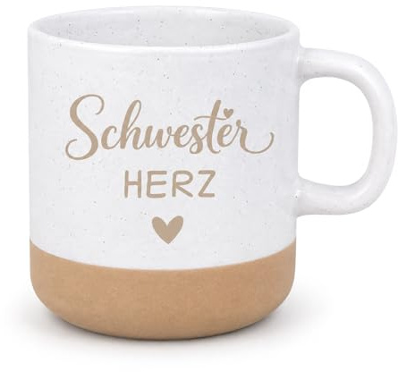 Beste Schwester Geschenke, Schwesterherz Tasse 350ML | Edle Keramik-Tasse Mit Herz-Motiv Als Geschenk Schwester, Schönes Geschenk Für Schwester Zum Geburtstag Ostern Weihnachten