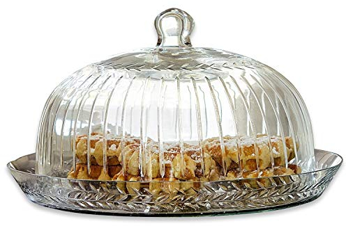 LOBERON Cloche en verre avec plateau Layla - verre - H/D env. 21/30 cm - transparent, transparent