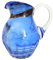 Oberstdorfer Glashütte Blumenkrug antiker Stil mit Henkel Vase Glas Amphore blau beige weiß Zierkrug Tischkrug mundgeblasenes Kristallglas Höhe ca. 27 cm
