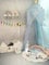 Ommda Moskitonetz Bett Kinder und Baby Betthimmel Moskitonetz Mesh süß und romantisch für Kinderzimmer und Schlafzimmer mit Stern Ornamente Blau 240x60cm (HöhexDurchmesser)