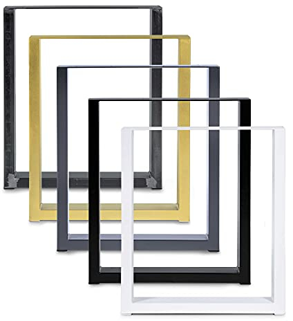 2x Tischkufen Tischbeine Tischuntergestell Schwarz Industrial Weiß alle Größen (B70 x H72 cm, Industrial (Klarlack))