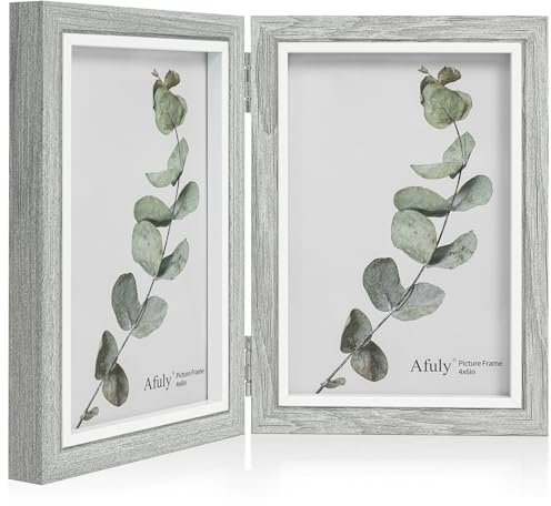 Afuly Doppel Bilderrahmen 10 x 15 mehrere Collage Fotorahmen freistehend grau