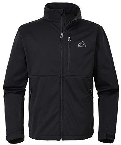 donhobo Mens Full Zip Fleece Jacket Water Repellent Wind Resistant Softshell Jacket Black XL