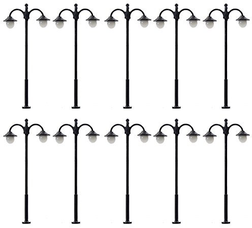 Evemodel 10 STK. LED Parklaternen Leuchte Lampen Beuchtung 45mm 1:160 Spur N Minigarten Puppenhaus Dekor
