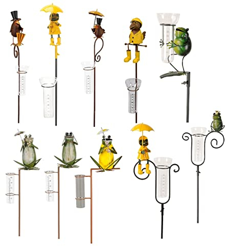 NETPROSHOP Regenmesser Rabe oder Frosch am Stab H: ca. 120 cm aus Metall u. Glas, Auswahl:Frosch gelb
