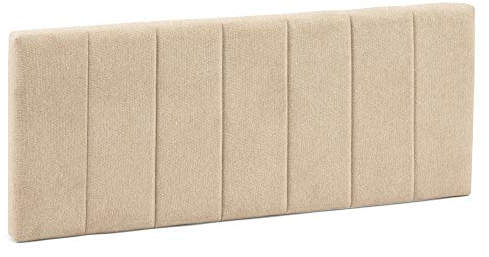 Cabecero tapizado Creta 140x60 cm Color Beige, para Cama 135, Acolchado con Espuma, Bordado Vertical, 8 cm de Grosor, Incluye herrajes para Colgar
