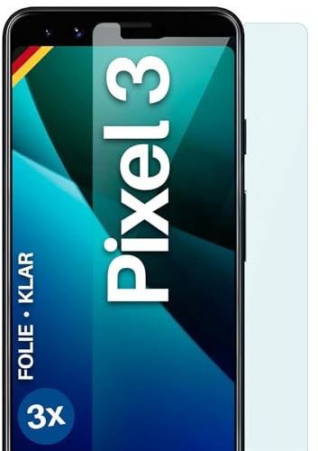 moex für Google Pixel 3 Schutzfolie Displayschutz Folie Ultra-klar HD 0,2 mm kompatibel mit jeder Hülle, Anbringen ohne Blasen, Handyfolie Extra Kratzfest, FlexProtect 3 Stück