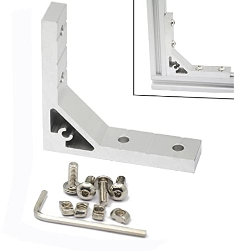 Iverntech 4 Stück Eckhalterung Zwickelverbinder Innenverbindungsplattenbefestigung für 2020 Aluminium-Extrusionsprofil mit 16 Stück M5-T-Muttern + 16 Stück M5-Schraube + 1 Stück Schraubenschlüssel