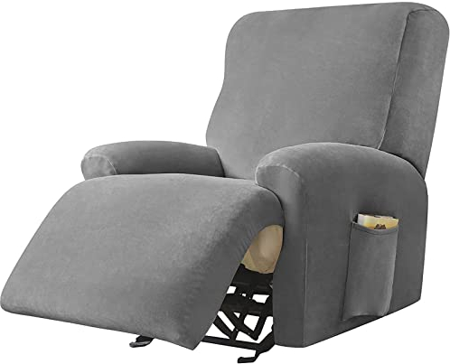 JHLD Stretch Sesselbezug Relaxsessel, Samt Ruhesessel Bezug 1/2/3 Sitzer Relaxsessel Bezug Weiche Ruhesessel Bezüge Anti-rutsch Mit Elastischem Boden Für Kinder Haustiere-Dunkelgrau-1 Sitzer