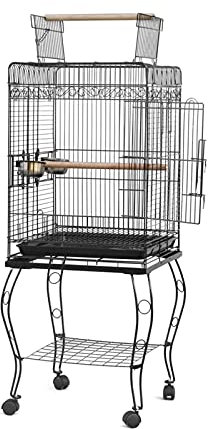 XIANGGUI 1983 Vogelkäfig Wellensittich 57Papagei Vogel Kanarische Sittich-Vogelkäfig mit Holz-Perchen 2 Station Rod & 2Stainless Stee Food Cups Vogelvoliere Transportkäfig Kanarien Großsittich