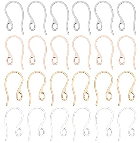 UNICRAFTALE 40 Stk 4 Farben 304 Edelstahl Ohrhaken Metall Ohrring Haken DIY Ohrring Haken Roségold Golden DIY Ohrring Zubehör Rohlinge Ohrhaken für Schmuckherstellung DIY Ohrring Kreative Geschenke