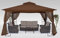 MasterCanopy 3,4 x 3,4 m Terrassen-Gartenlaube mit Netzwänden und Eckregal für Garten, Hof, Braun