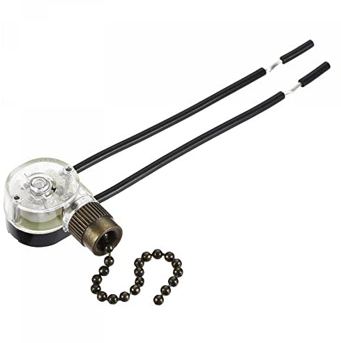sourcing map Pull Chain Switch On-Off Speed Replacement ZE-109 for Ceiling Fan Lamp Light Clear Bronze Pack of 2