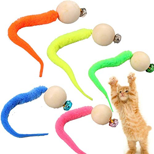 Rvtkak Katzenspielzeug Wurm, Wurm Katze Katzenspielzeug Ball mit Glocke Flummi Glocken Wackelige Bälle Simulationswurmspielzeug Haustierunterhaltung Interaktives Lernspielzeug