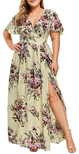 WWricotta Robe Longue Bohème Grande Taille - Tunique Femme A-Line Évasée pour Printemps Été