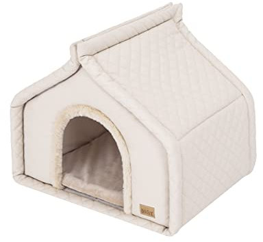 Hundehütte Katzenhütte Hundehöhle Katzenhöhle Hundehaus Katzenhaus Hütte Höhle Hundekissen Katzenkissen Haustierhütte Große R1-42 x 32 cm Beige