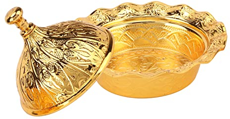 Metal Candy Dish Turkish Candy Bowl Sugar Candy Bowl Serving Dish with Lid for Food Storage and Organization Kitchen