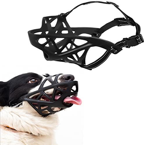 Hundemaulkorb aus weichem Kunststoff, atmungsaktiv, mit verstellbaren Gurten, für kleine, mittelgroße und große Hunde, dass Haustiermund-Maulkörbe für den öffentlichen Verkehr,M